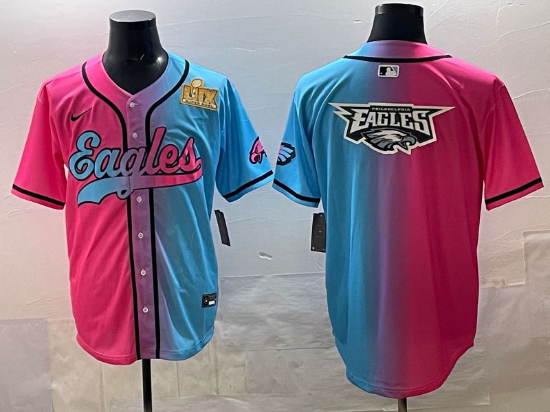 Men 2025 Philadelphia Eagles Blank Blue pink Nike Limited NFL Jersey style 023->philadelphia eagles->NFL Jersey